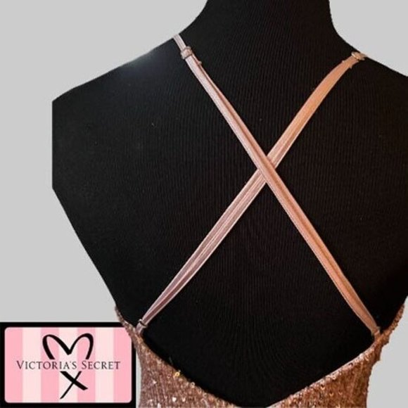 Victoria's Secret Pink Sequin 🌹  Sexy Cocktail Slip Mini Dress Size M - Picture 5 of 8
